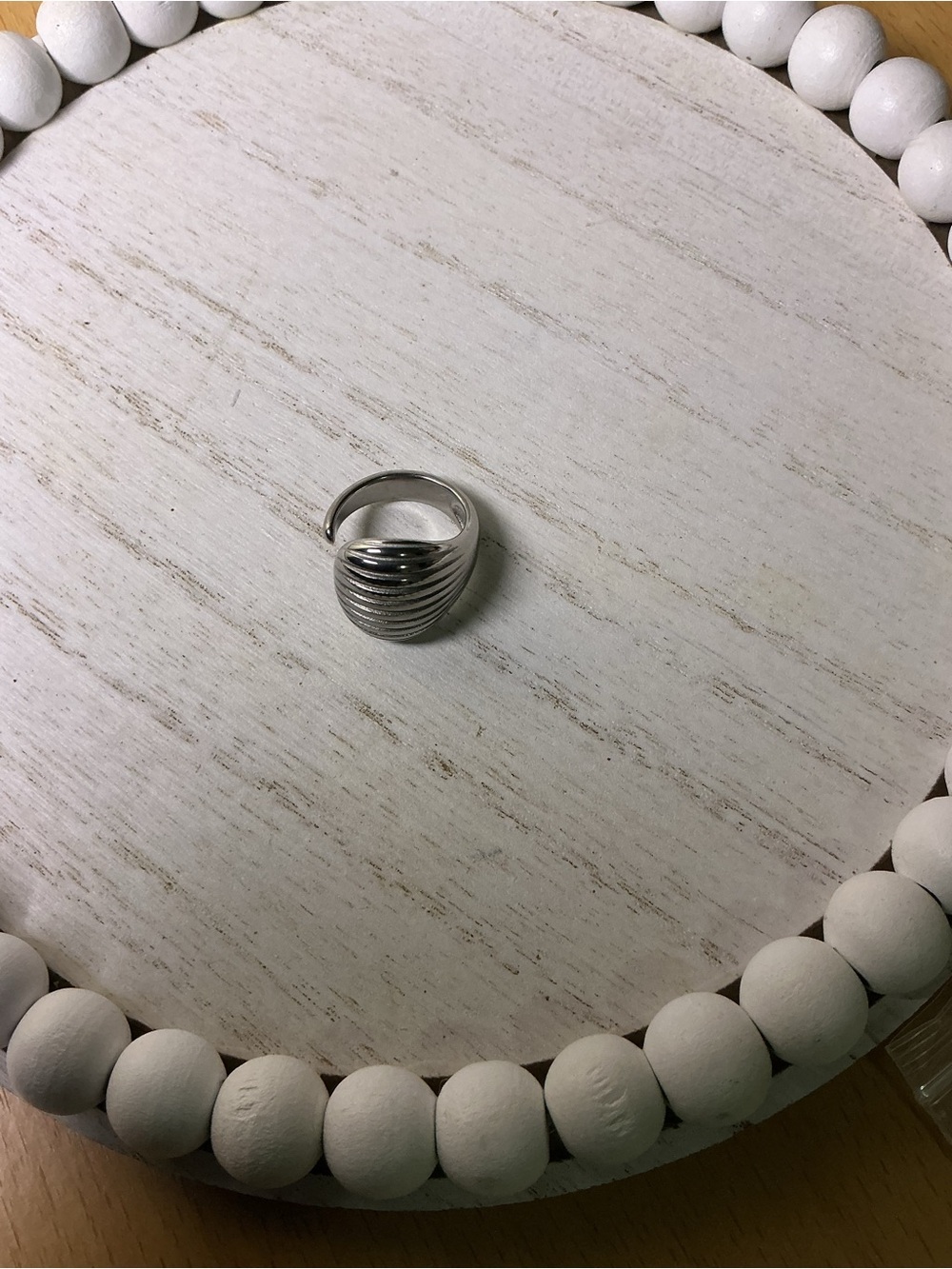 Silver Ribbed Dome Ring - Women's Fashion Ring